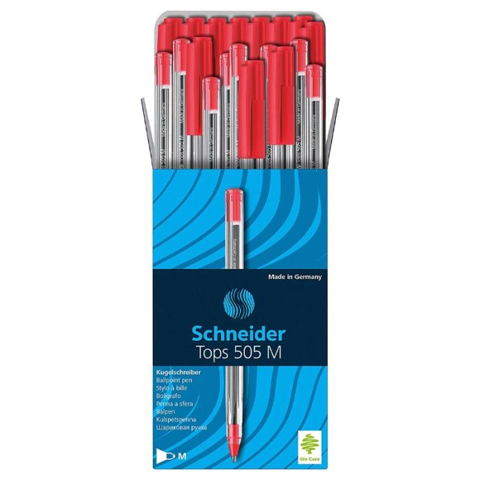 Pack de 50 Stylos à Bille SCHNEIDER Tops 505 M - Rouge