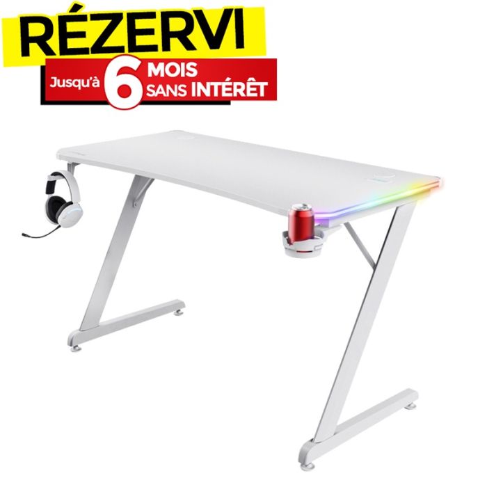Bureau de Gaming TRUST GXT 709 Luminus RGB - Blanc