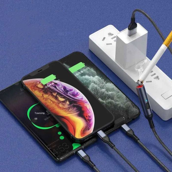 Adaptateur Allume-cigare USB + Câble MP3 - Mini, Couleur Verte, Neuf