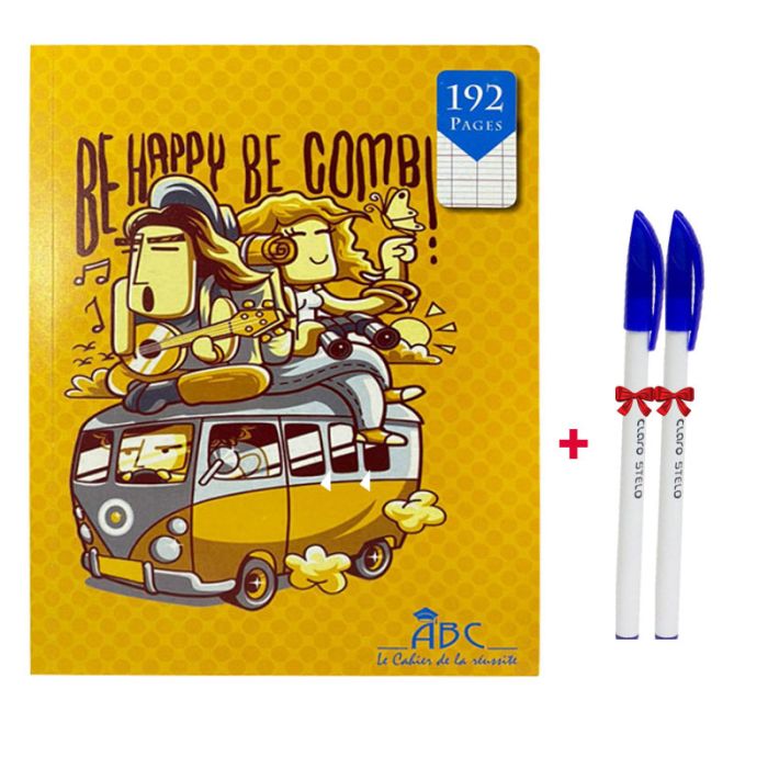 Cahier Piqure ABC Super 192 Pages 17X22cm avec stylo bleu 