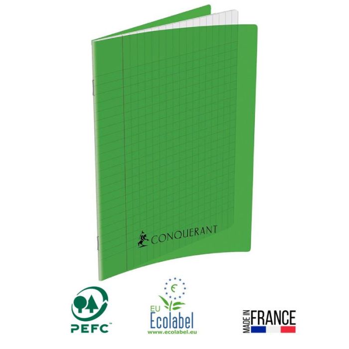 Cahier Piqûre CONQUERANT 192 Pages Seyès 90gr 17x22 cm - Vert