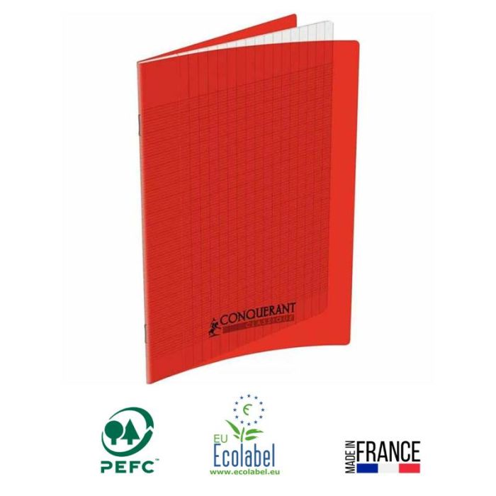 Cahier Piqûre CONQUERANT 96 Pages 90 Gr Seyès 24x32 cm - Rouge