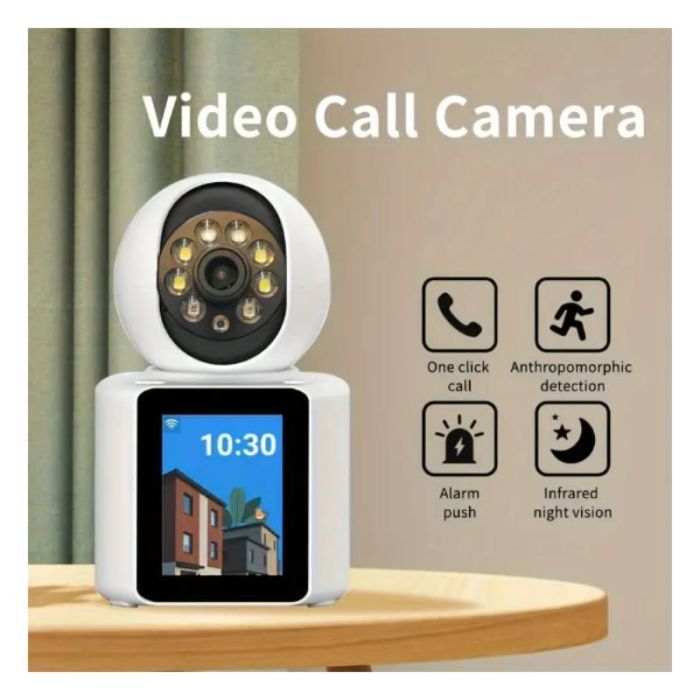caméra de surveillance IP Sans fil Avec Appels vidéo et Ecran  - Blanc 