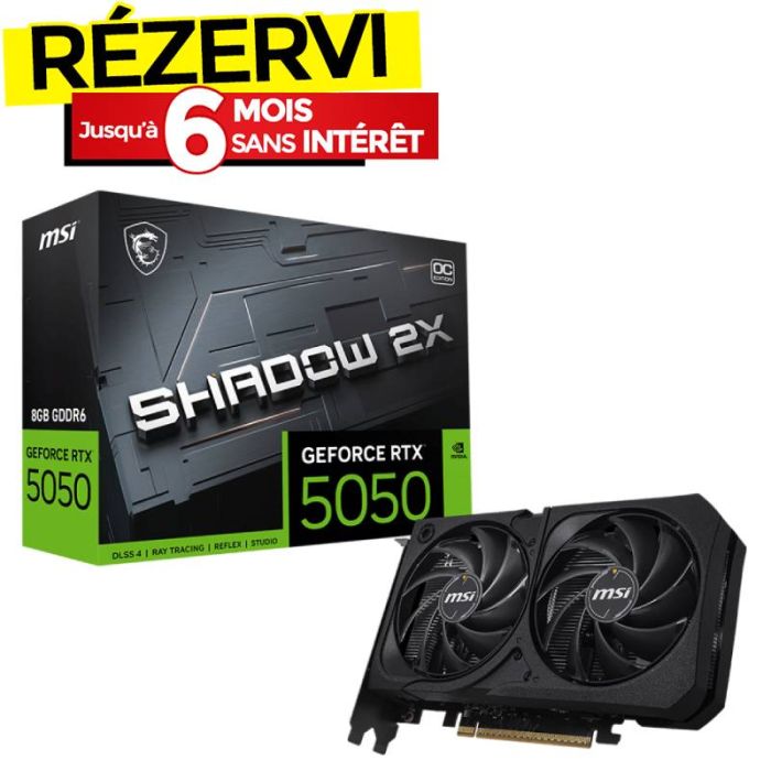 Carte Graphique Gamer MSI GeForce RTX 5050 8G SHADOW 2X OC