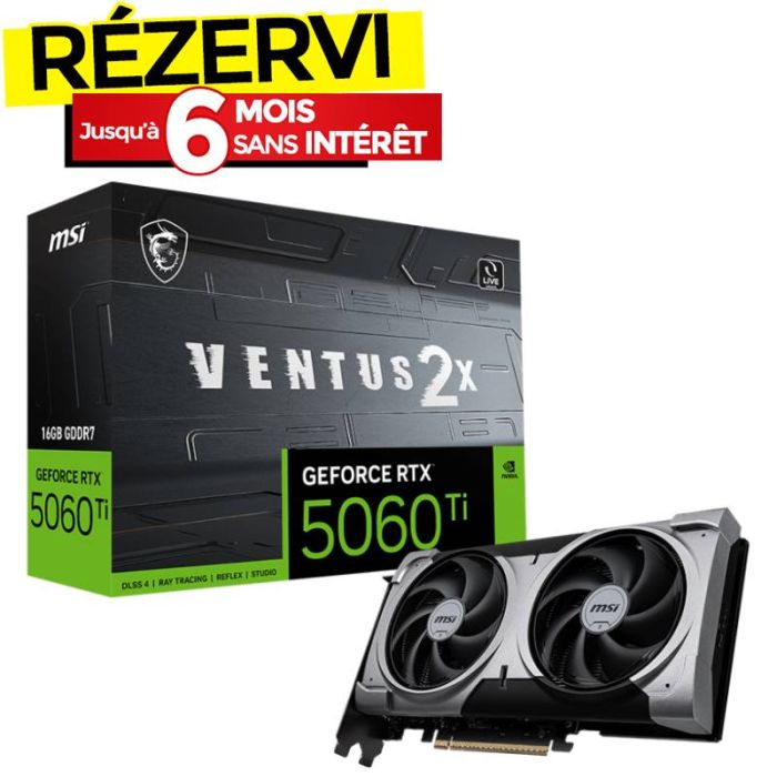Carte Graphique Gamer MSI GeForce RTX 5060 Ti 16G VENTUS 2X PLUS