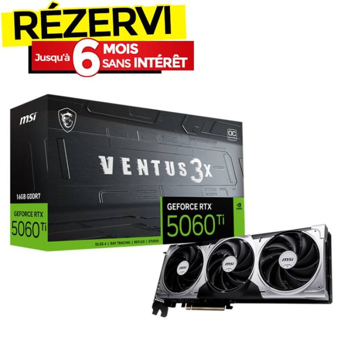 Carte Graphique Gamer MSI GeForce RTX 5060 Ti 16G VENTUS 3X OC
