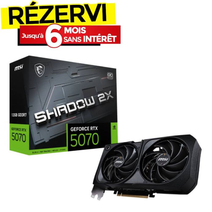 Carte Graphique Gamer MSI GeForce RTX 5070 12G SHADOW 2X OC