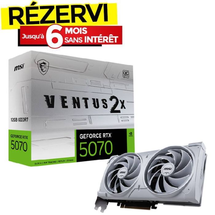 Carte Graphique Gamer MSI GeForce RTX 5070 12G Ventus 2X OC Blanc