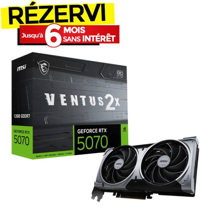 Carte Graphique Gamer MSI GeForce RTX 5070 12G VENTUS 2X OC