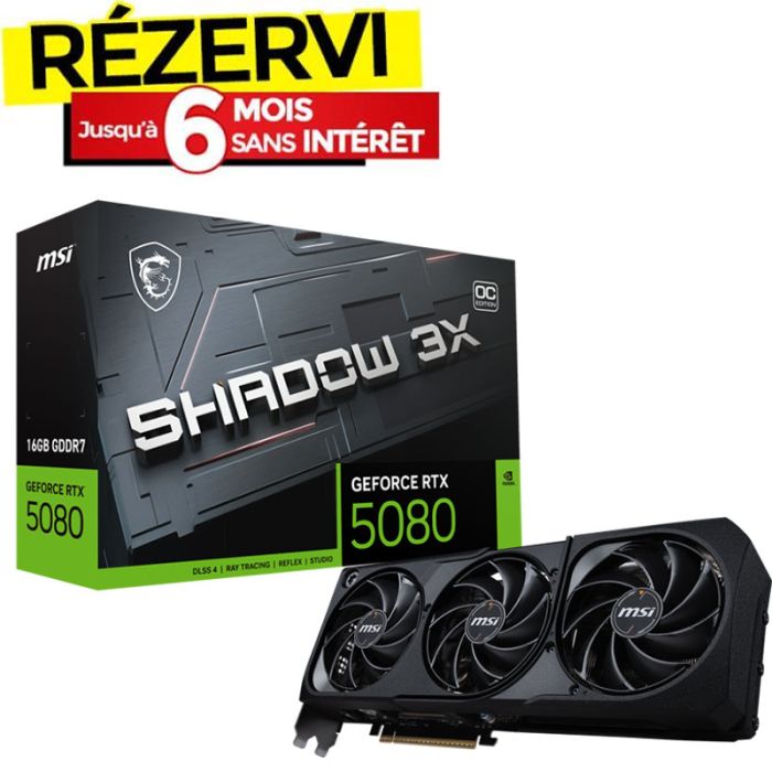 Carte Graphique Gamer MSI GeForce RTX 5080 16G SHADOW 3X OC