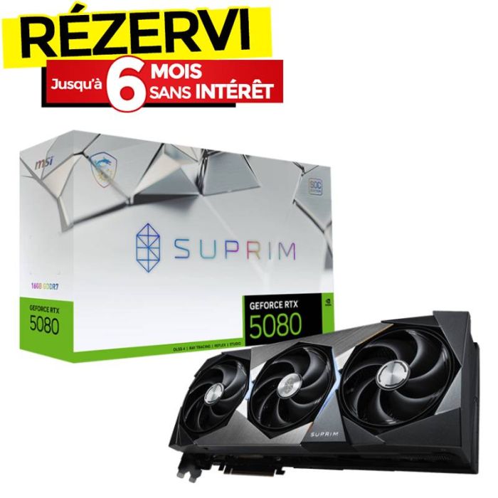 Carte Graphique Gamer MSI GeForce RTX 5080 16G SUPRIM SOC