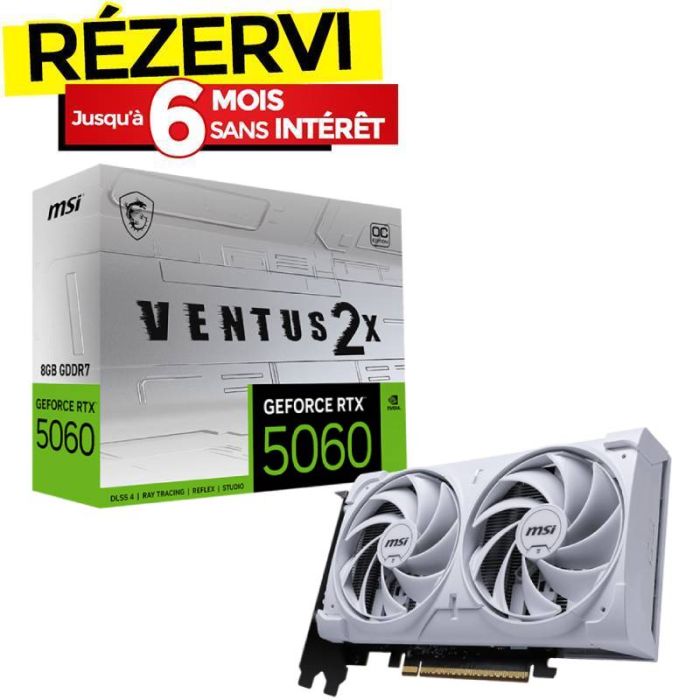 Carte Graphique GeForce RTX 5060 8G Ventus 2X OC Blanc