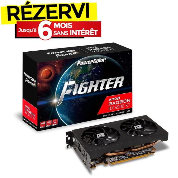 Carte Graphique POWERCOLOR AMD Radeon RX 6500XT  Fighter 8Go DH-OC Dual Fan