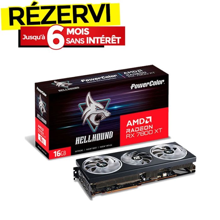 Carte Graphique POWERCOLOR AMD Radeon RX 7800XT HELLHOUND 16Go 3X OC