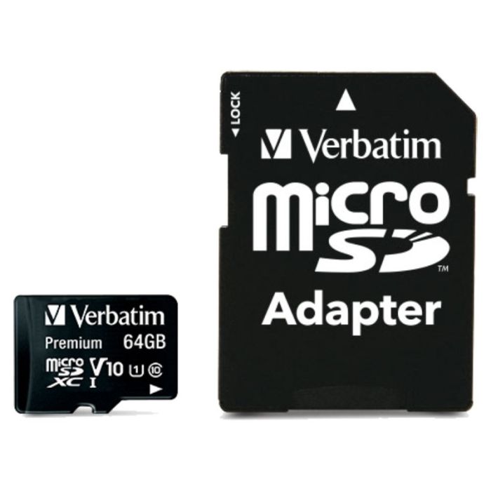 Carte mémoire VERBATIM MicroSDXC 64Go CLASSE 10 Avec Adaptateur