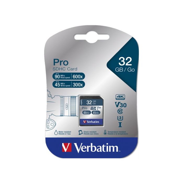 Carte mémoire VERBATIM Pro U3 32Go Micro SDHC CLASSE 10 UHS-I