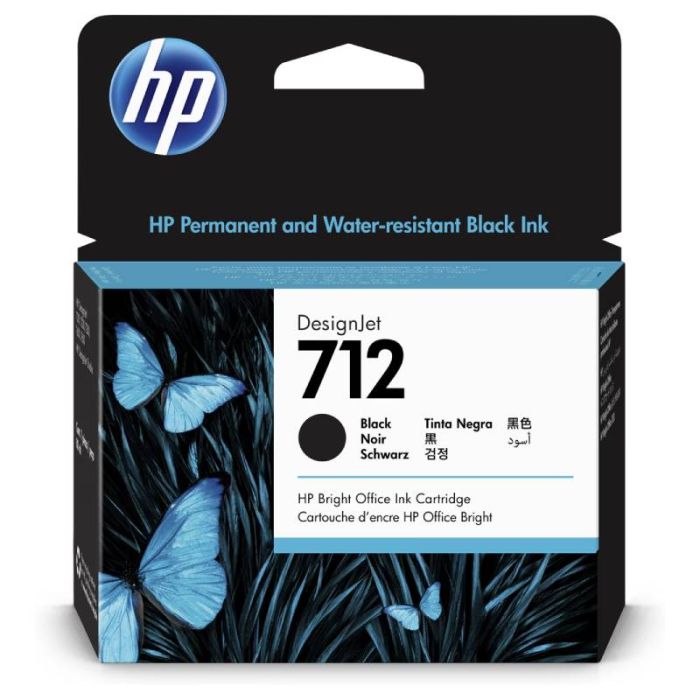 Cartouche d'encre HP d'origine 712 Pour Traceur T230 80ml - Noir