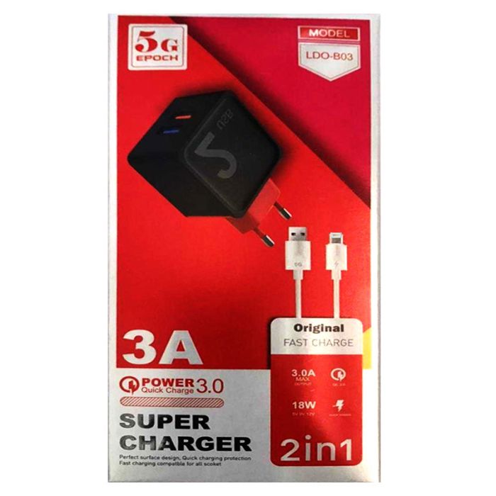 Chargeur B03 Lightning 18W - Noir