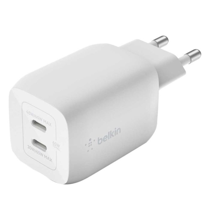 Chargeur BELKIN 2 Ports USB-C PD GaN 65W avec PPS - Blanc