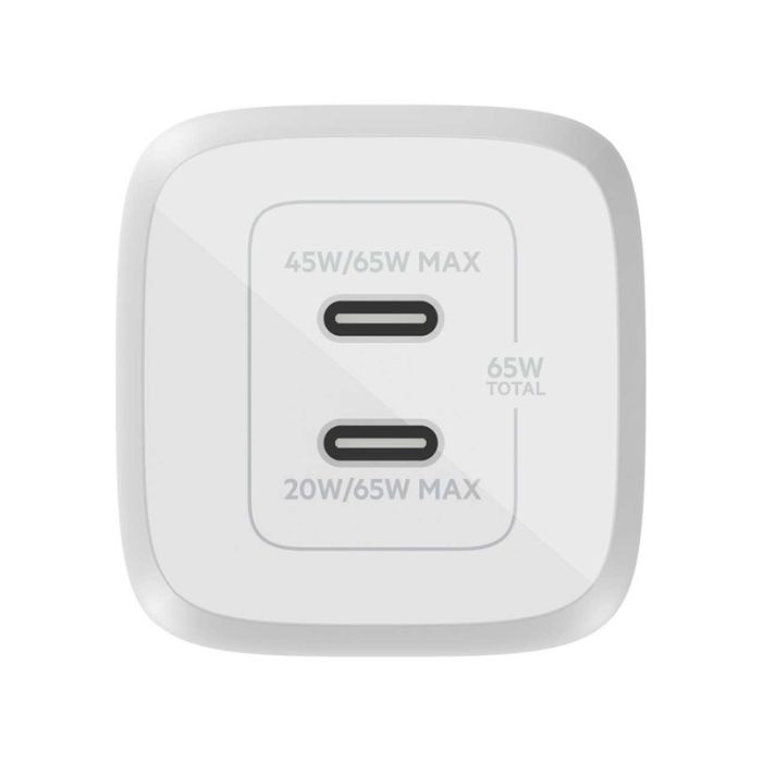 Chargeur BELKIN 2 Ports USB-C PD GaN 65W avec PPS - Blanc