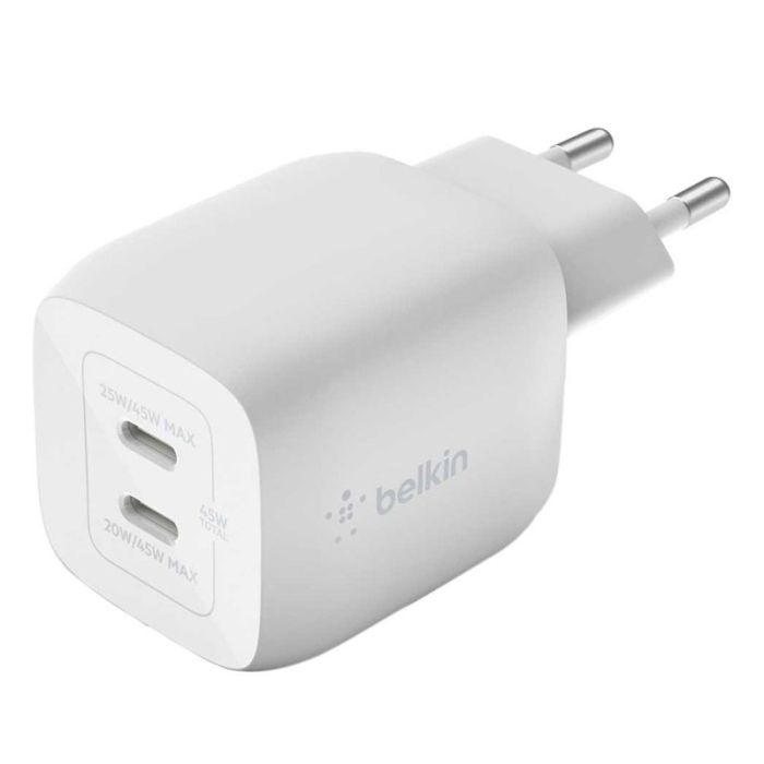 Adaptateur Secteur BELKIN PPS ET GAN 45W PD 3.0 2*USB C - Blanc