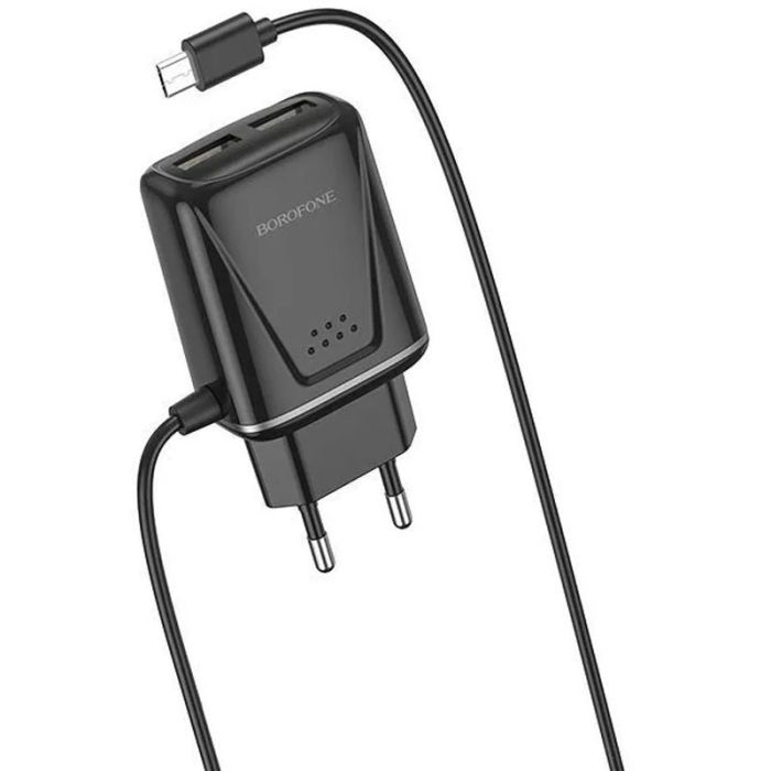 Chargeur Secteur BOROFONE Dual BA50A + Cable Apple 2.1A - Noir