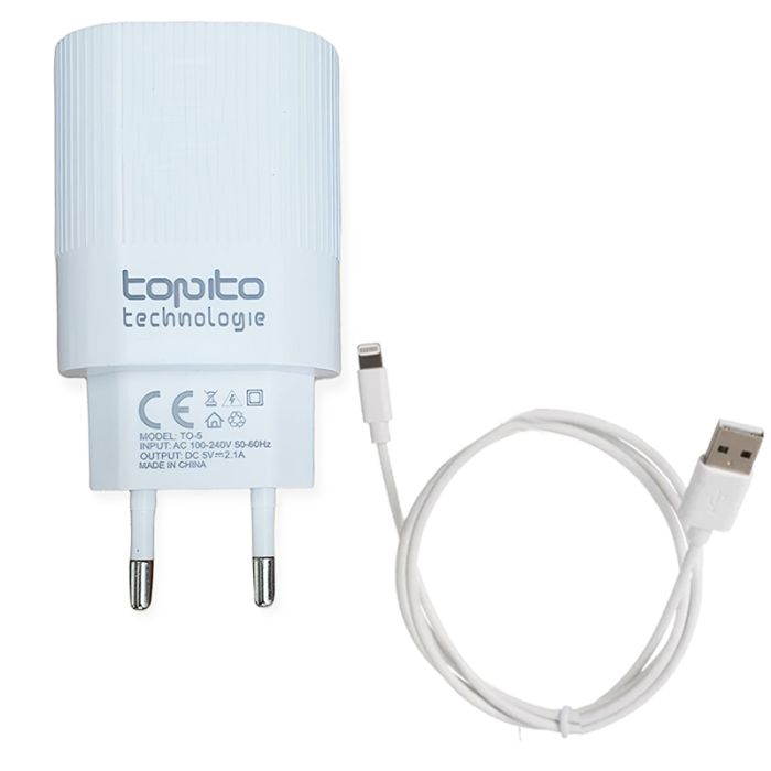 Chargeur TOPITO Avec Câble Lightning - Blanc