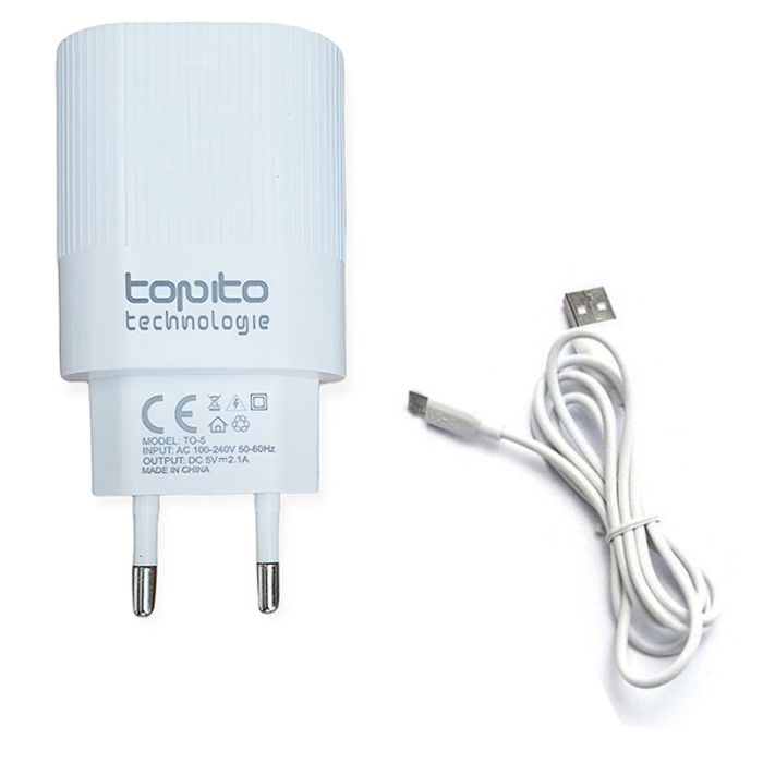 Chargeur TOPITO Avec Câble Type-C - Blanc