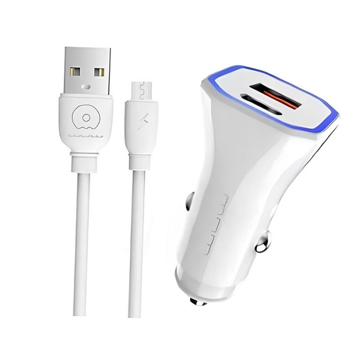 Chargeur Voiture WUW T54 Avec Câble Micro-USB - Blanc