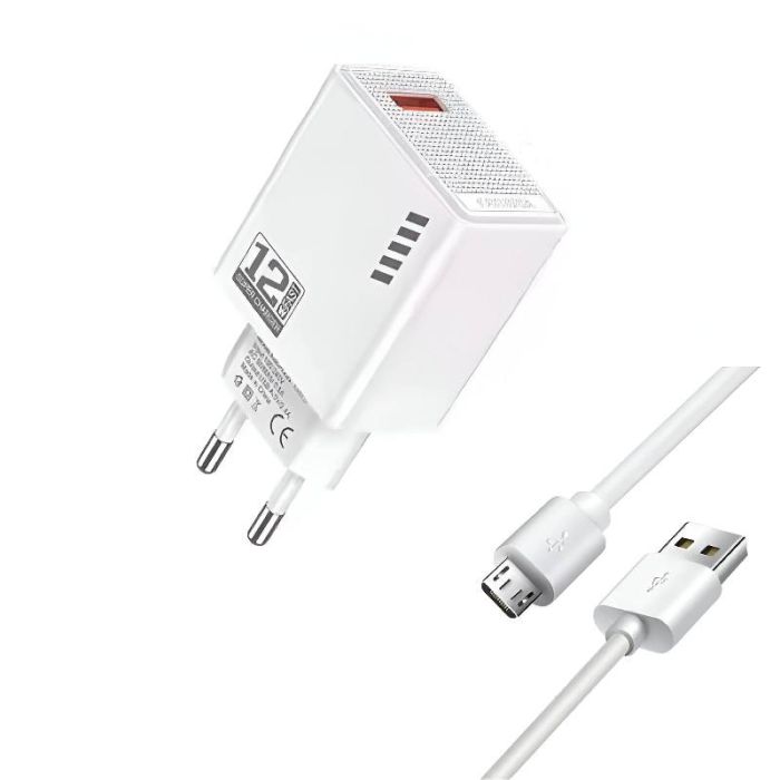 Chargeur smartphone KAKUSIGA Avec Cable USB vers Micro USB - Blanc  