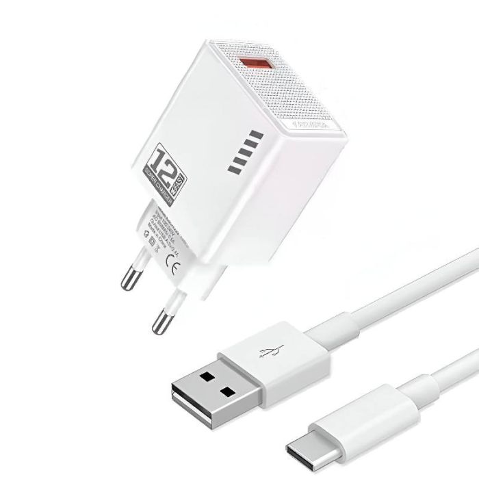 Chargeur smartphone KAKUSIGA Avec Cable USB vers Type C - Blanc  