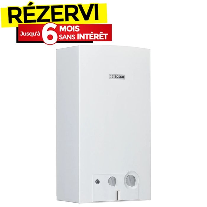 Chauffe Bain BOSCH 14 Litres Gaz Naturel A Pile - Blanc
