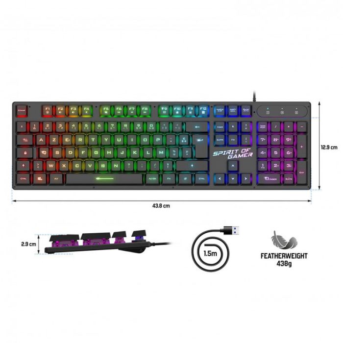 Clavier Gamer Filaire SPIRIT OF GAMER PRO K1 RGB - Noir