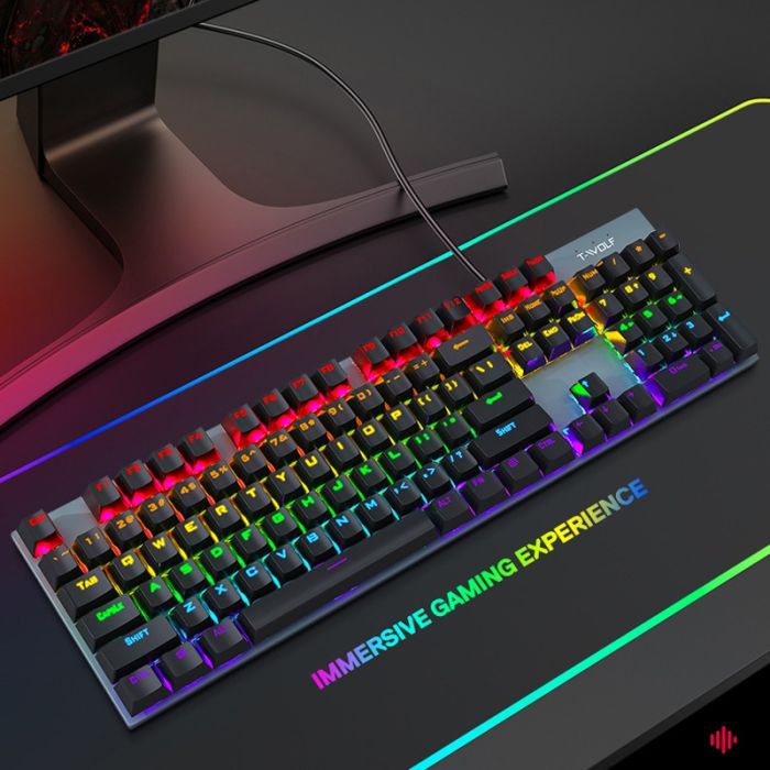 Clavier Gamer Filaire T-WOLF T17 QWERTY RGB - Noir