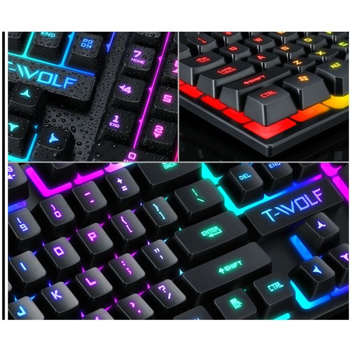 Clavier Gamer Filaire T-WOLF T20 AZERTY RGB - Noir