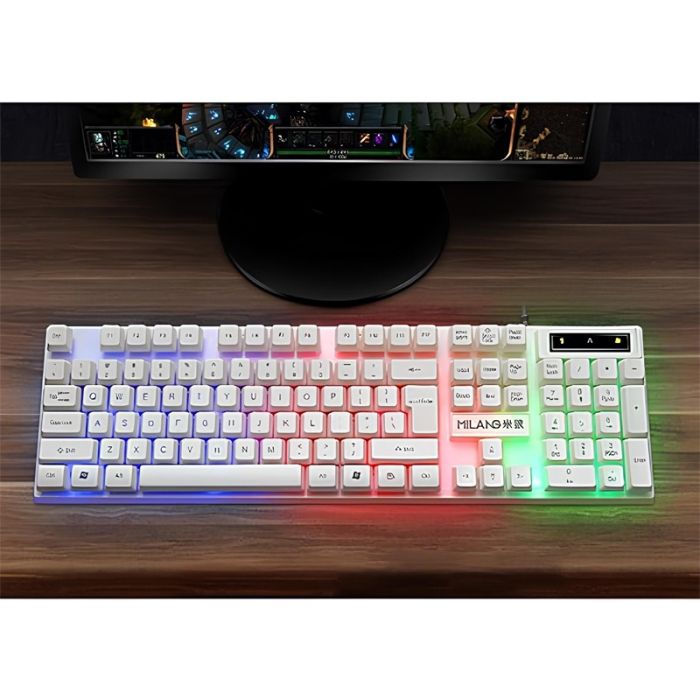 Clavier Gamer Sans Fil Semi Mécanique  K6 QWERTY - Blanc