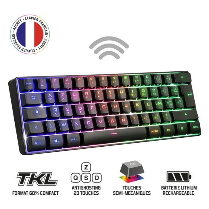 Clavier Gamer Sans Fil SPIRIT OF GAMER Elite-K50 RGB - Noir