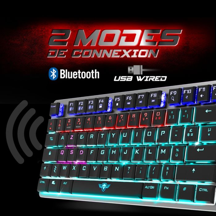 Clavier Gamer Sans Fil SPIRIT OF GAMER XK1300RF RGB - Noir