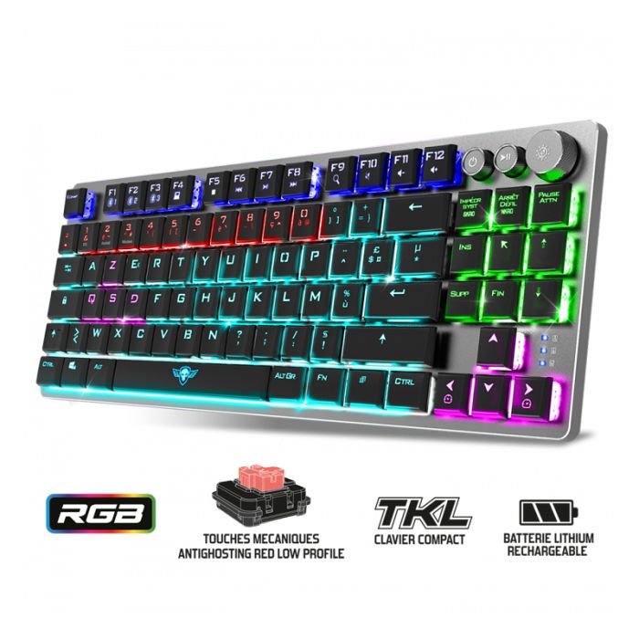 Clavier Gamer Sans Fil SPIRIT OF GAMER XK1300RF RGB - Noir