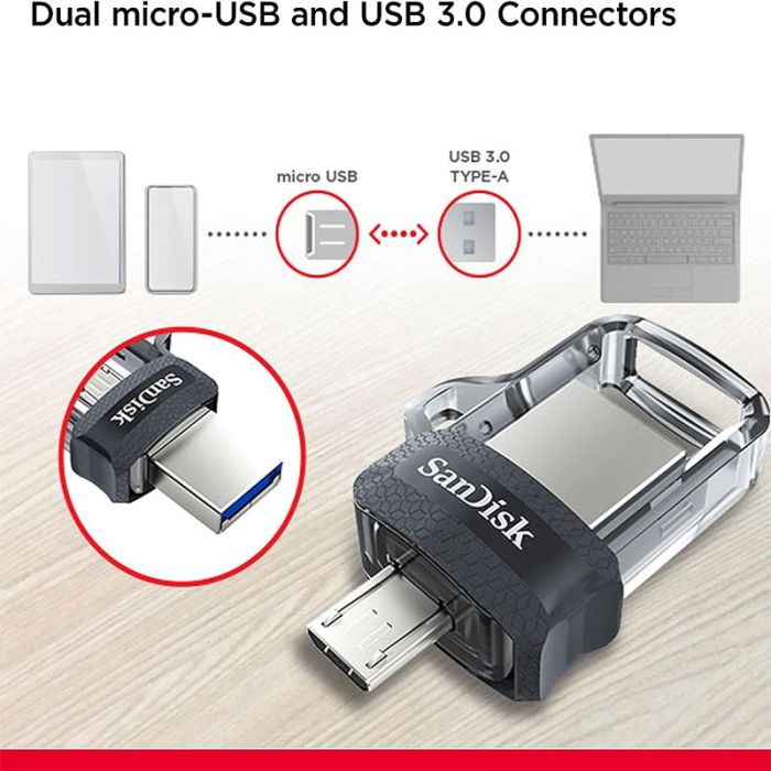 Clé USB SANDISK Ultra Dual 32Go USB 3.0 - Gris&Silver