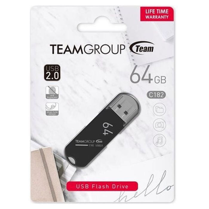 Clé USB TEAM GROUP C182 64Go USB 2.0 - Noir