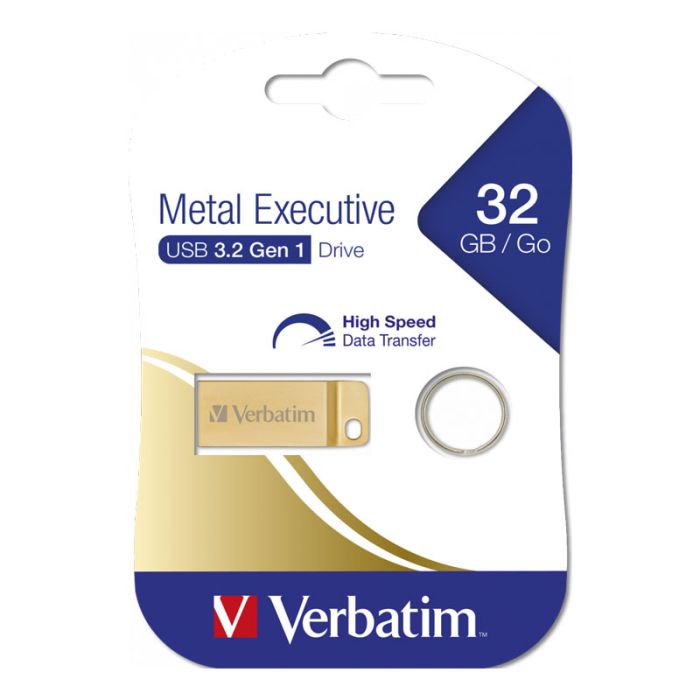 Clé USB VERBATIM Metal Executive 32Go USB 3.2 - Gold  