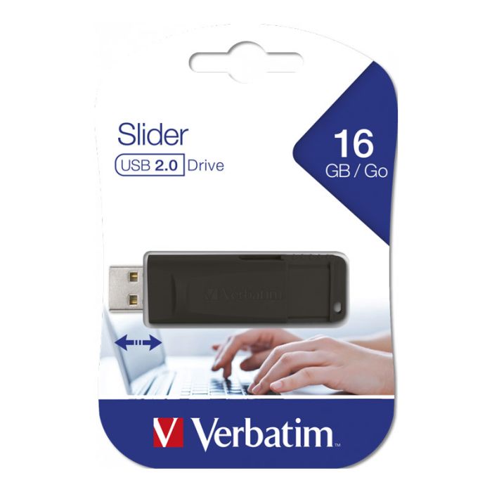 Clé USB VERBATIM SLIDER 16Go USB 2.0 - Noir