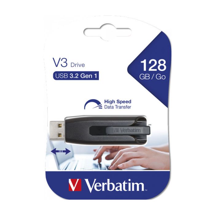 Clé USB VERBATIM V3 128Go USB 3.2 - Gris