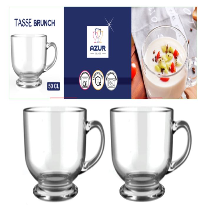 Coffret 2 Tasses AZUR GLASS Brunch 50cl