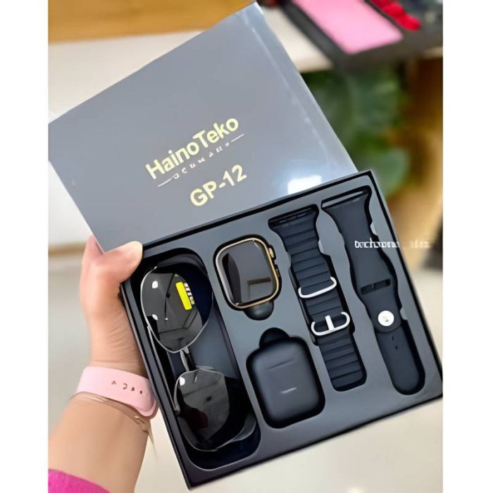 coffret-haino-teko-montre-connectee-gp-17-lunette-airpods-2-ceintures-cable-de-chargement-noir