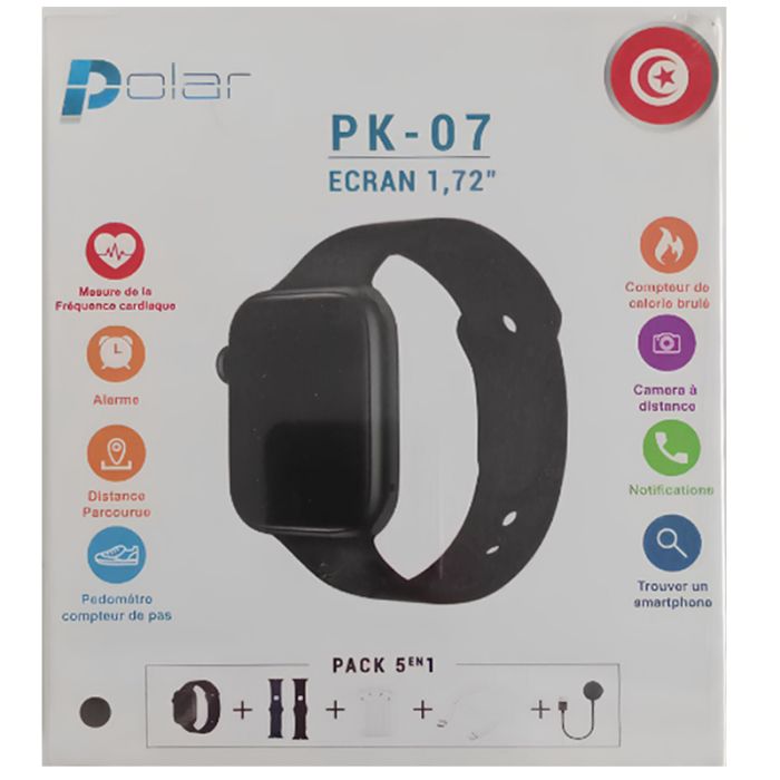 Coffret POLAR PK07 Montre Connectée + Airpods + 2 Ceintures - Noir