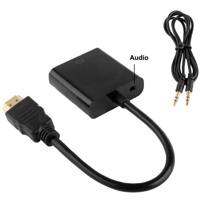 Convertisseur HDMI Mâle Vers VGA femelle + jack 3.5 mm - Noir