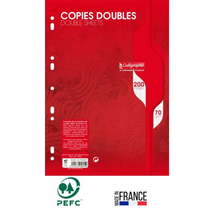 Copies Double CALLIGRAPHE Perforées Seyès 200 Pages A4 70G
