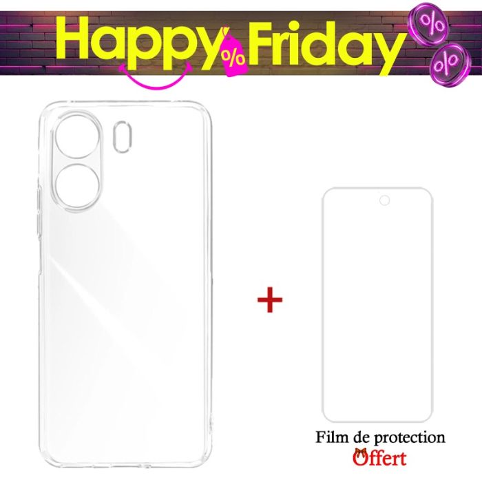 Coque Transparente Pour REDMI 13c + Film De Protection HD+